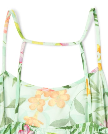 Womens Mommy And Me Tropical Floral Matching Hanky Hem Dress