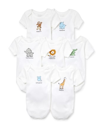 Baby Boys Days Of The Week Zoo Party Bodysuit 7-Pack