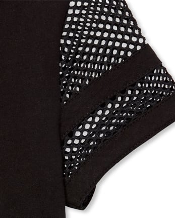 Girls Active Short Mesh Sleeve Foil Graphic Top