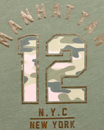 Girls Active Short Mesh Sleeve Foil Graphic Top