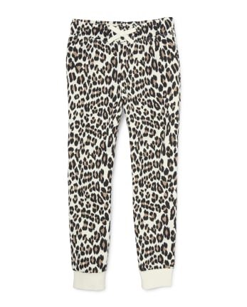 Girls Active Leopard Print Jogger Pants