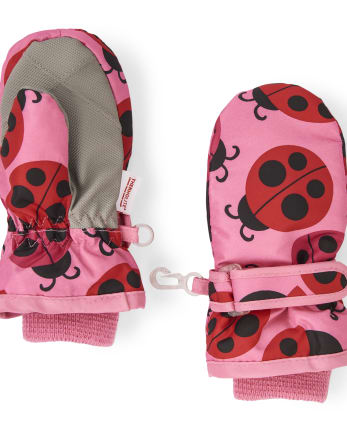 Toddler Girls Ladybug Ski Mittens