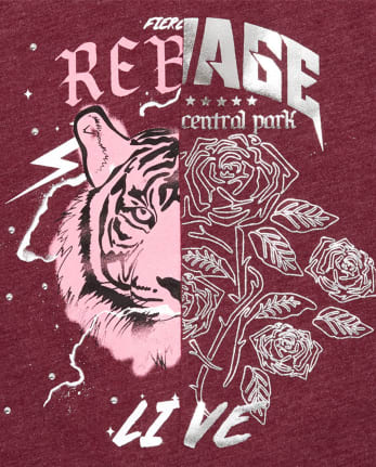 Top con abertura y gráfico dividido para niñas