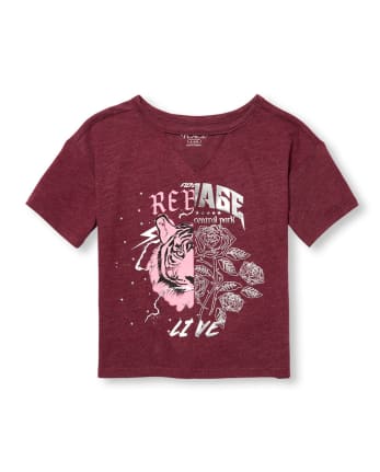 Top con abertura y gráfico dividido para niñas