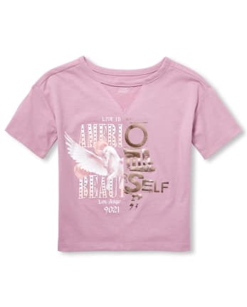 Girls Split Graphic Cut Out Top