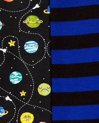 Pijama de 6 piezas de algodón para bebés y niños pequeños Glow Space Snug Fit