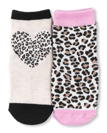 Paquete de 6 calcetines midi de leopardo para niñas pequeñas