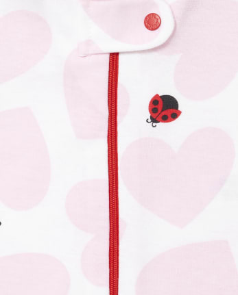 Baby And Toddler Girls Dad Ladybug Snug Fit Cotton One Piece Pajamas 3-Pack