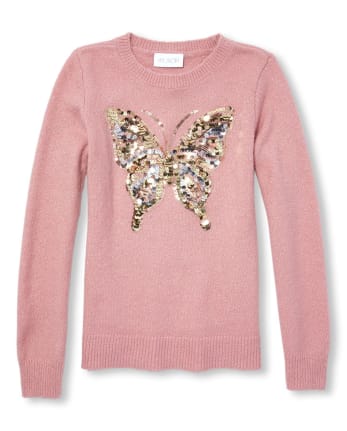 Suéter metalizado con estampado de lentejuelas para niñas
