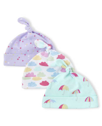 Baby Girls Rainbow Cloud Knotted Hat 3-Pack | The Children's Place