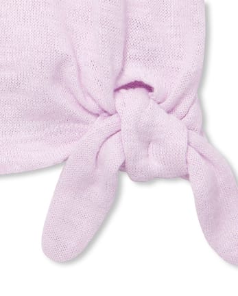 Top tipo suéter ligero con estampado metalizado para niñas con lazo en la parte delantera