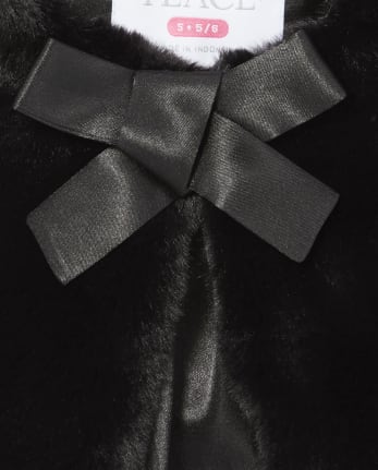 Girls Faux Fur Cape - BLACK | The Children's Place