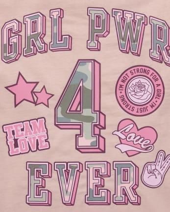 Girls Camo Girl Power Graphic Tee