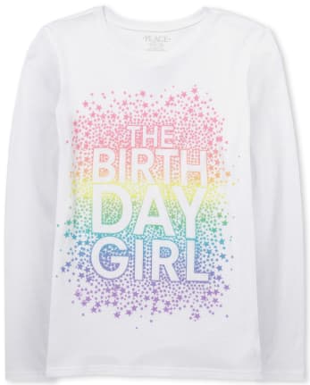 Girls Glitter Birthday Girl Graphic Tee