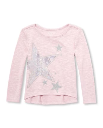 Baby And Toddler Girls Sequin Lightweight Sweater High Low Top