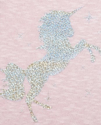 Baby and Toddler Girls Embellished Graphic Lightweight Sweater High Low Top