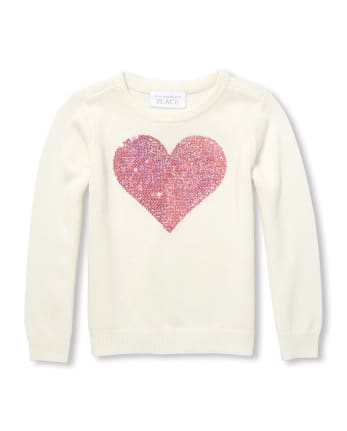 Baby And Toddler Girls Sequin Graphic Icon Sweater