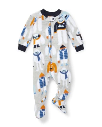 Baby And Toddler Boys Long Sleeve Winter Yeti Fleece Footed One Piece ...