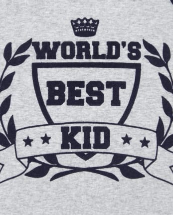 Boys Long Raglan Sleeve Matching Family 'World's Best Kid' Snug Fit Cotton Pajamas