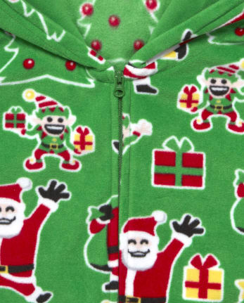 Unisex Adult Matching Family Long Sleeve Santa Print Fleece Hooded One ...