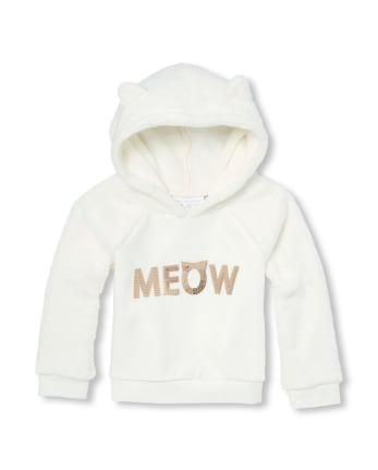 Baby And Toddler Girls Active Sequin Cat French Terry Pullover