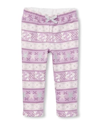 Baby And Toddler Girls Active Glitter Fairisle Print Fleece Pants