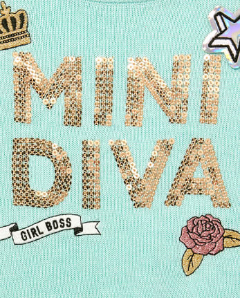 Baby And Toddler Girls Sequin 'Mini Diva' Patch Sweater