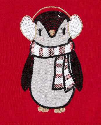 Baby And Toddler Girls Sequin Penguin Graphic Sweater