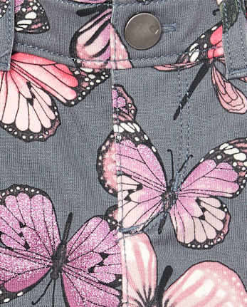 Baby And Toddler Girls Glitter Print Knit Pull On Jeggings - CHALKBOARD