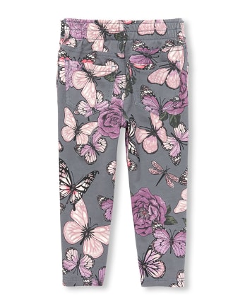 Baby And Toddler Girls Glitter Print Knit Pull On Jeggings - CHALKBOARD