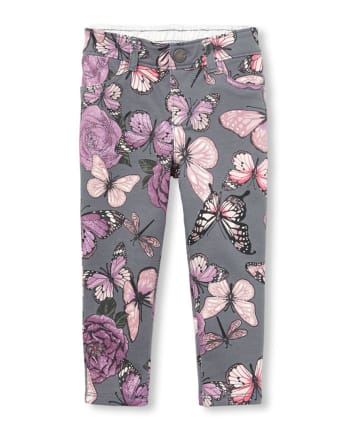 Baby And Toddler Girls Glitter Print Knit Pull On Jeggings - CHALKBOARD