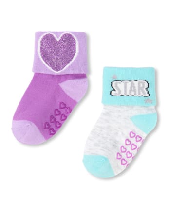 Paquete de 6 calcetines con puños metálicos Love Turn para niñas pequeñas