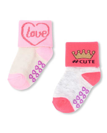 Paquete de 6 calcetines con puños metálicos Love Turn para niñas pequeñas