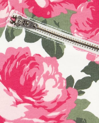 Girls Rose Print Knit Pull On Jeggings