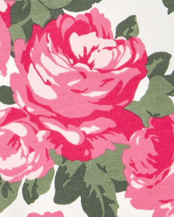 Girls Rose Print Knit Pull On Jeggings