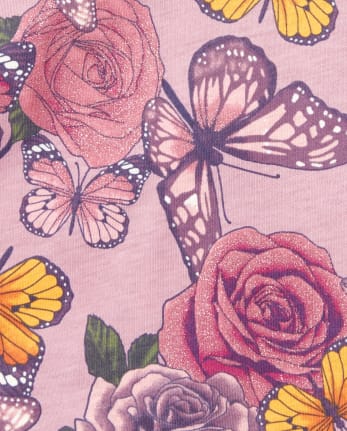 Girls Glitter Butterfly Print Knit Dress