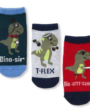 Calcetines tobilleros Dino para niños pequeños, paquete de 6