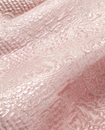 Girls Sleeveless Rose Gold Metallic Woven Jacquard Dress