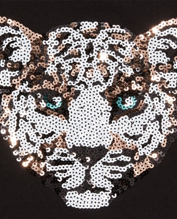 Girls Sequin Leopard Graphic Top