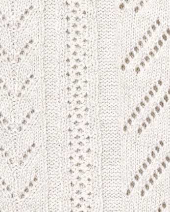 Girls Metallic Cable Knit Cold Shoulder Sweater
