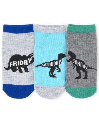 Paquete de 7 calcetines tobilleros con dinosaurios de Días de la semana para niños pequeños