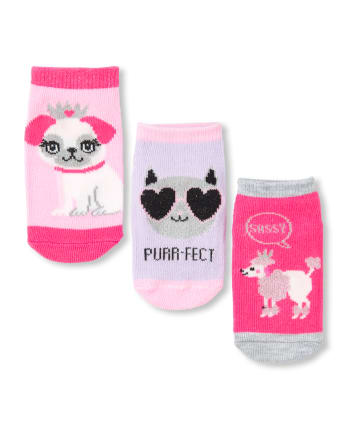 Paquete de 6 calcetines tobilleros para cachorros para niñas pequeñas