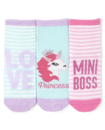 Calcetines midi con diseño de unicornio metalizado para niñas pequeñas, paquete de 6