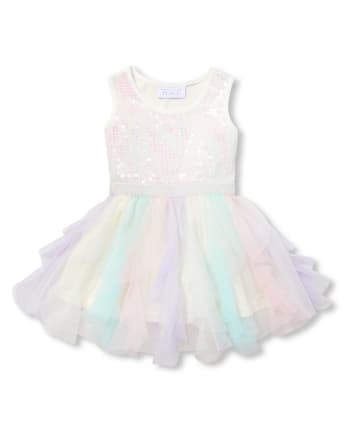 Baby And Toddler Girls Sleeveless Sequin Knit To Woven Tutu Dress | The ...