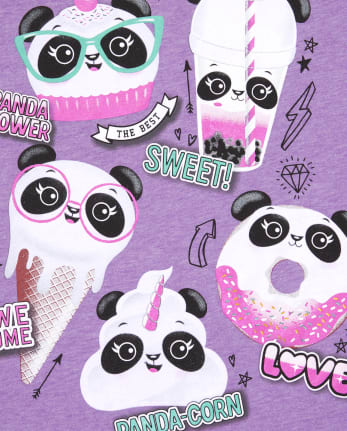 Baby And Toddler Girls Glitter Panda Graphic Tee