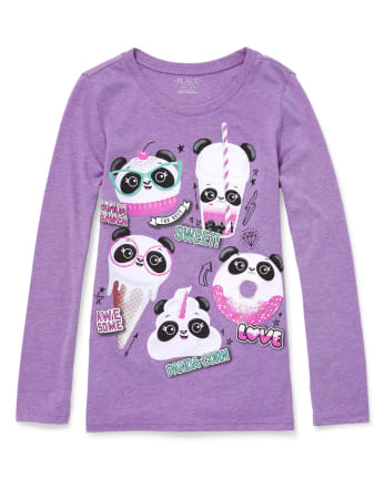 Baby And Toddler Girls Glitter Panda Graphic Tee