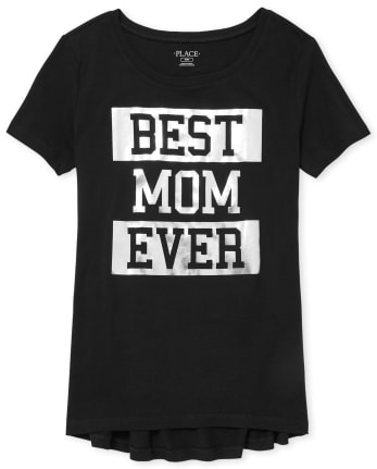 Womens Matching Family Foil Best Mom Graphic Tee