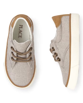 Toddler Boys Canvas Faux Lace Up Sneakers