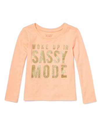 Baby And Toddler Girls Glitter Sassy Graphic Tee