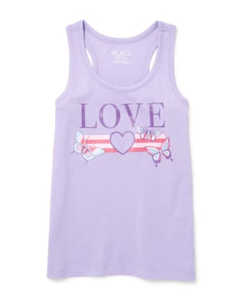 Girls Mix And Match Glitter Graphic Racerback Tank Top